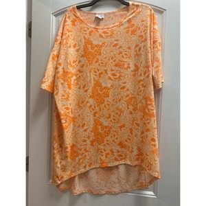 Lularoe Irma Orange and white floral paisley pattern size L